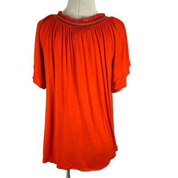New Directions NWT Large Orange Blouse Embroidery - Picture 3 of 6
